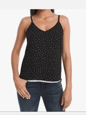 White House Black Market Black Polka Dot V-Neck Cami